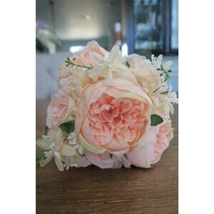Peach-colored Artificial Peony Rose Bouquet 12"